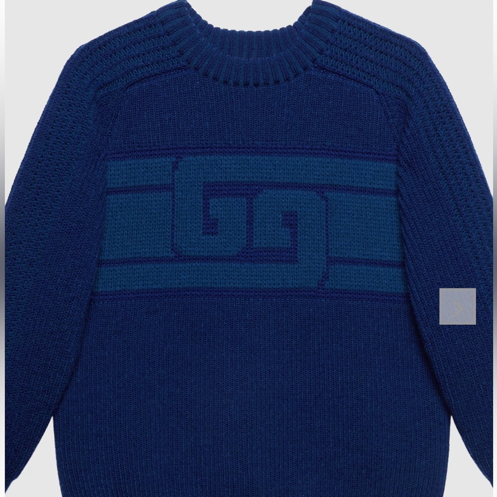 Gucci Blue Wool GG Sweater, Blue, XS - Picture 3 of 8
